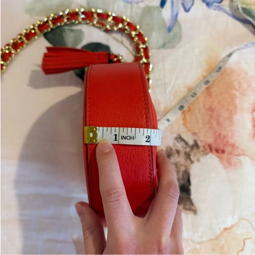 Valentino Vibrant Red Crossbody Bag with Gold Chain - Picture 5 of 8